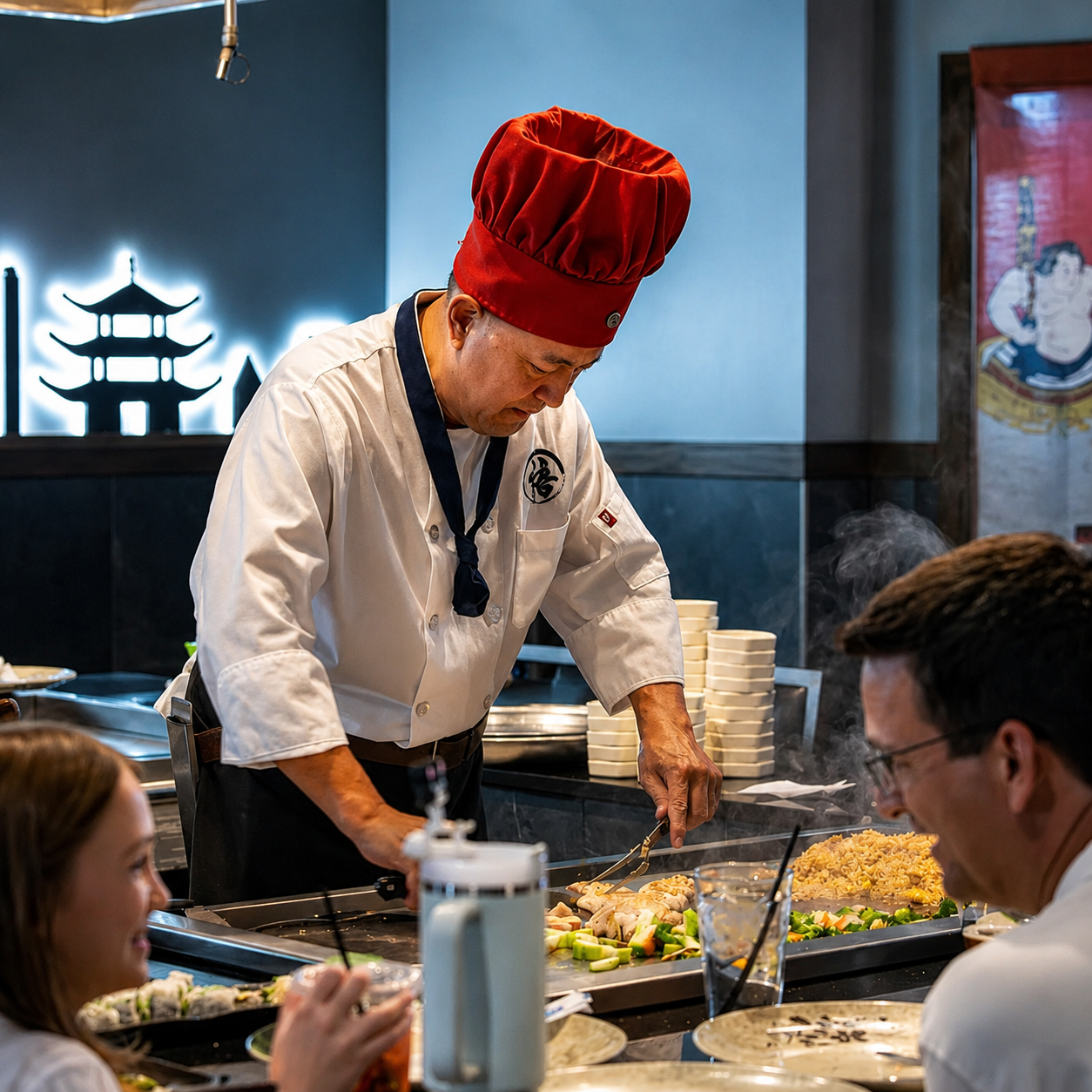 Takumi hibachi chef cooking tableside